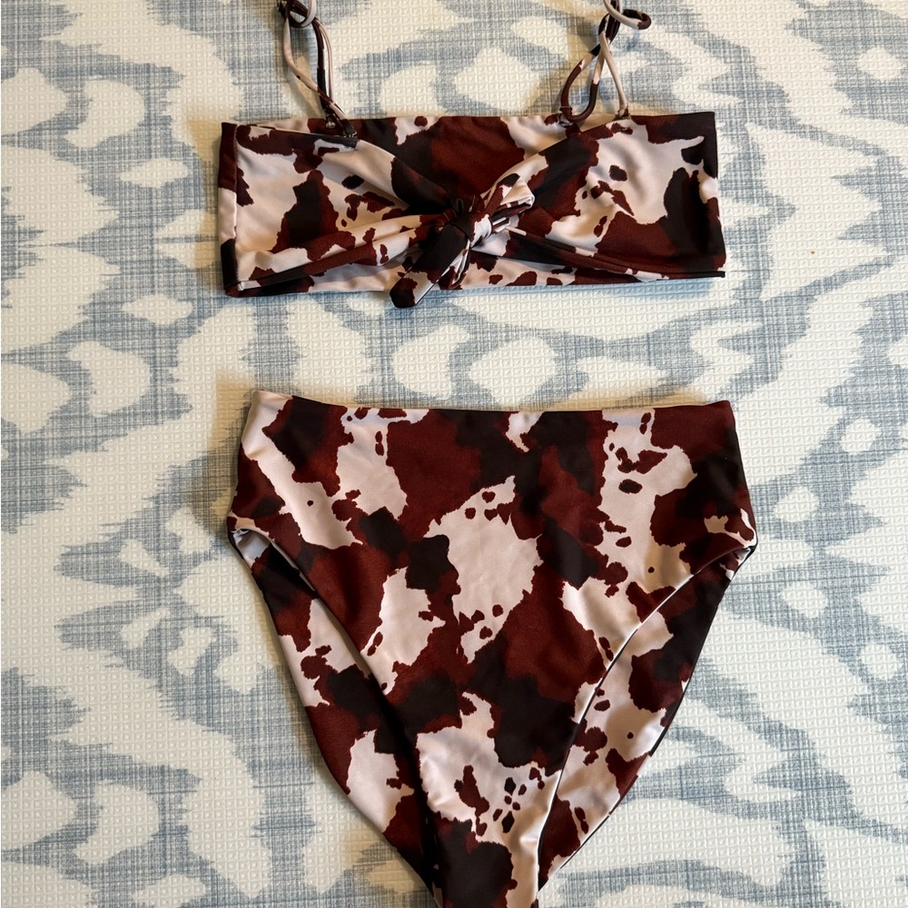 Skatie Brown and Cream Bikini Set